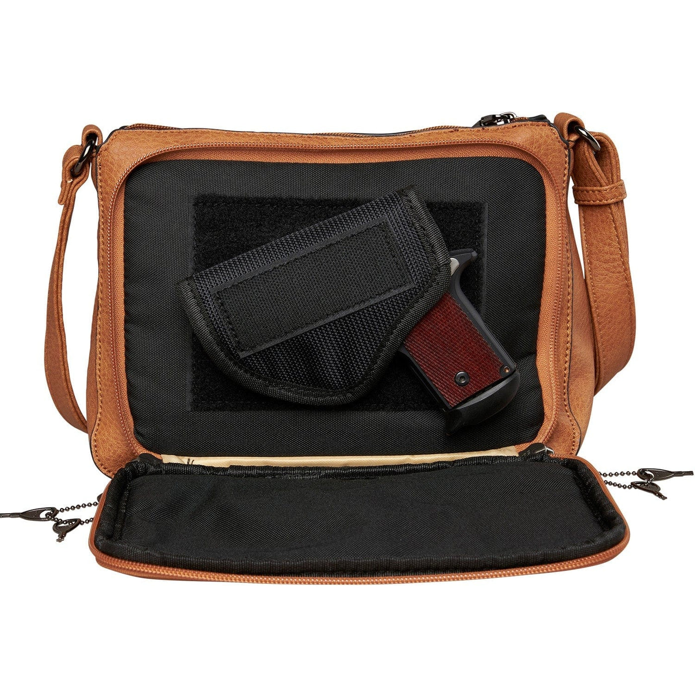Concealed Carry Kinsley Crossbody with RFID Slim Wallet Brown