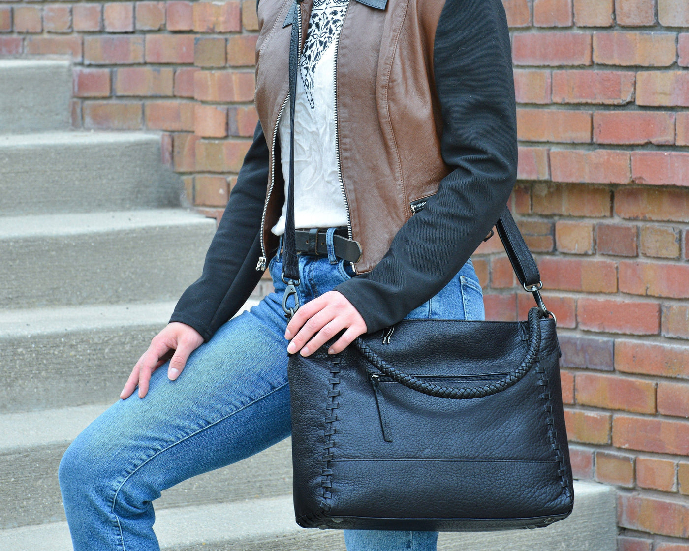 Concealed Carry Lacey Leather Tote - Lady Conceal - Concealed Carry Purse - Lady Conceal Black