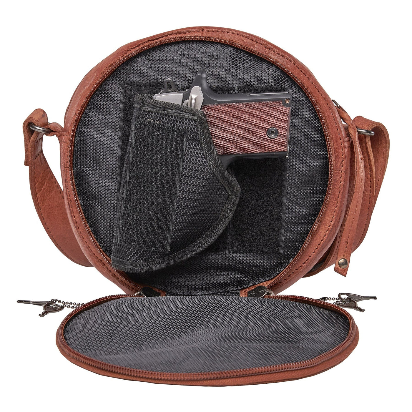 Concealed Carry Mia Crossbody Purse with Locking Zippers and Universal Holster Tactical Bag for Women  - YKK Locking Gun Purse With Concealment Pocket 
