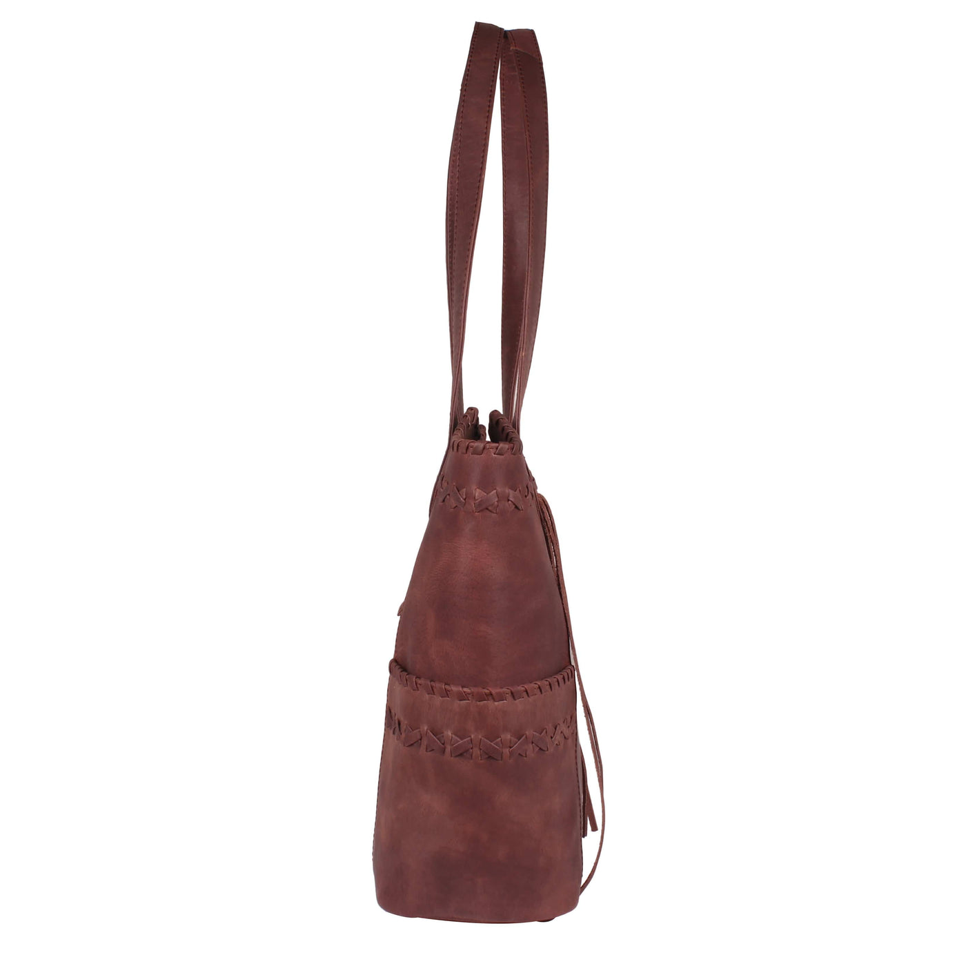Lady Conceal Concealed Carry Purse Cognac Concealed Carry Kendall Leather Stitched Tote by Lady Conceal Brown