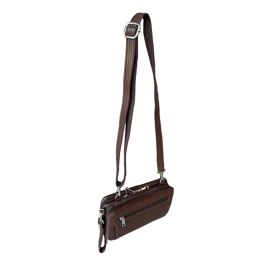 Roma Leathers Concealed Carry Purse Brown Concealed Carry Cowhide Leather Organizer Crossbody Purse 