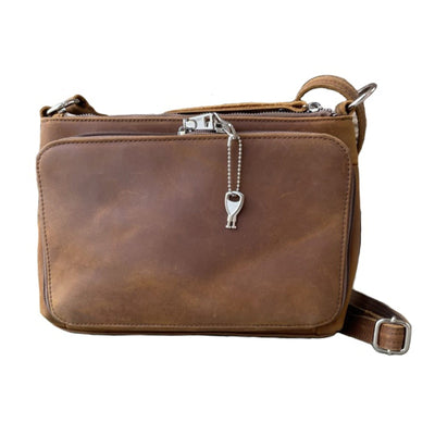 Concealed Carry Distressed Leather Crossbody Bag by Roma Leathers