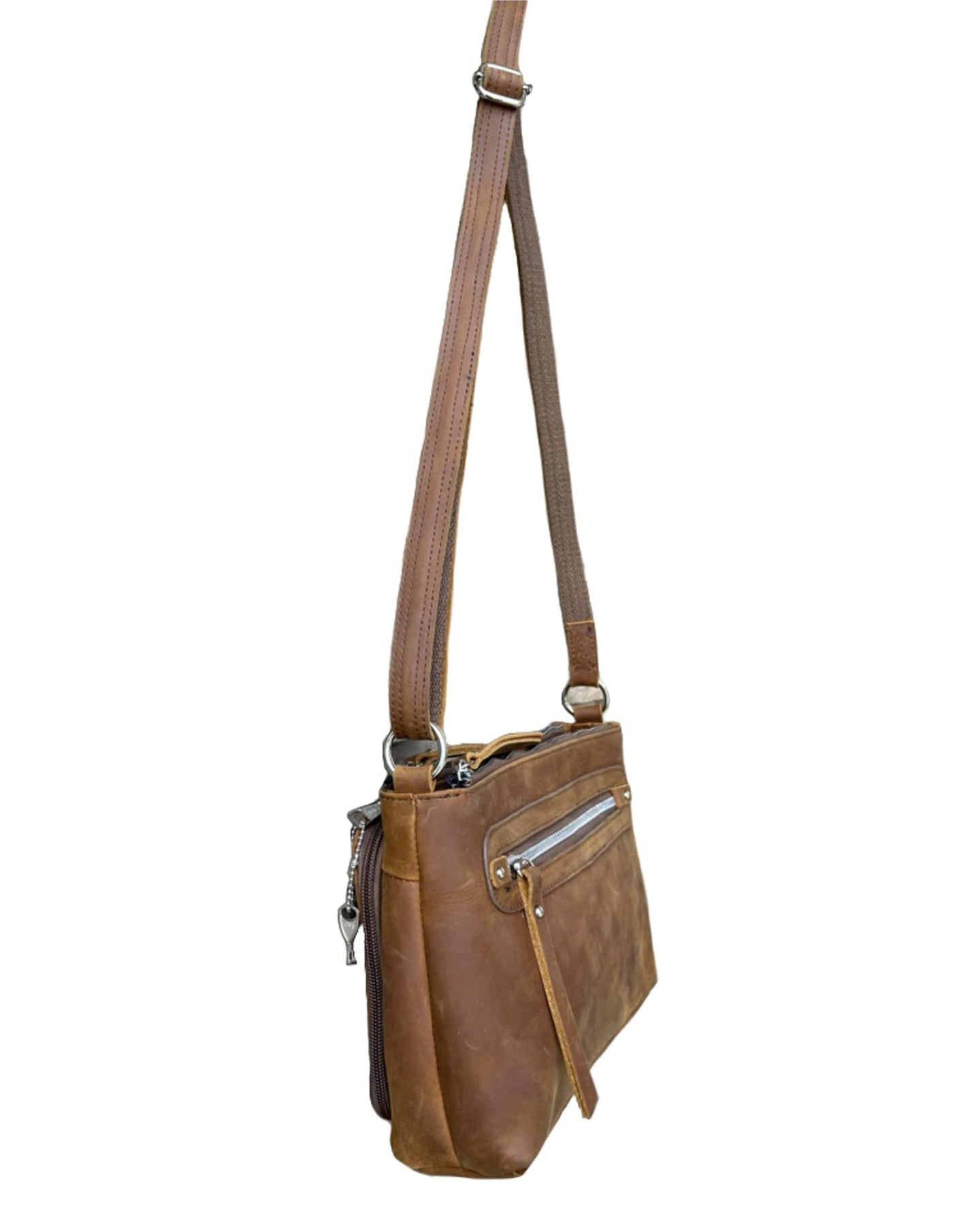 Concealed Carry Distressed Leather Crossbody Bag by Roma Leathers