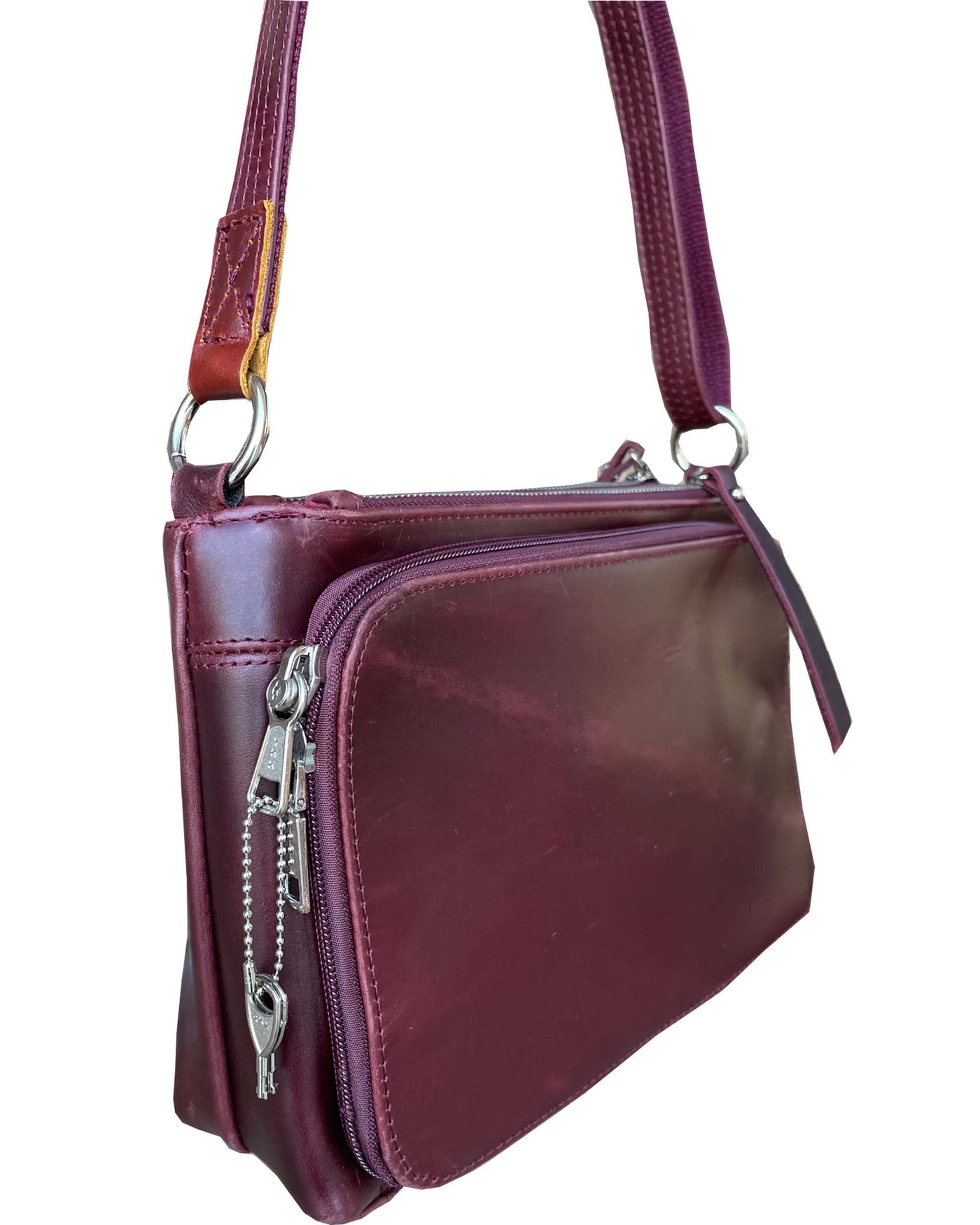 Concealed Carry Distressed Leather Crossbody Bag by Roma Leathers