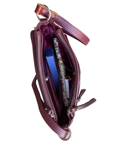 Concealed Carry Distressed Leather Crossbody Bag by Roma Leathers