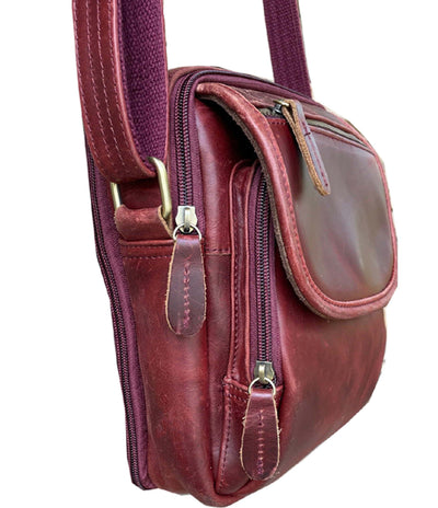 Concealed Carry Distressed Unisex Leather Crossbody Bag by Roma Leathers