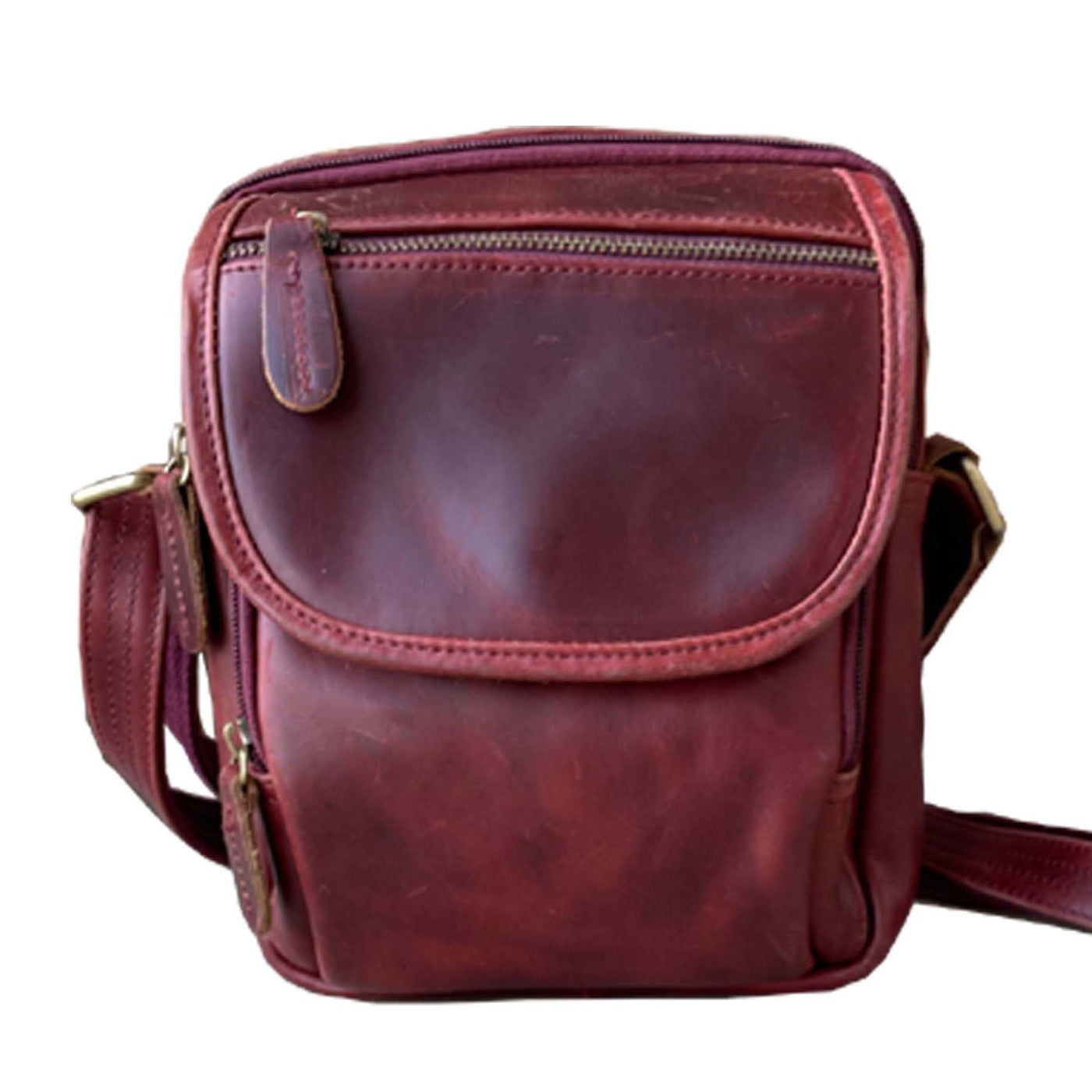 Concealed Carry Distressed Unisex Leather Crossbody Bag by Roma Leathers