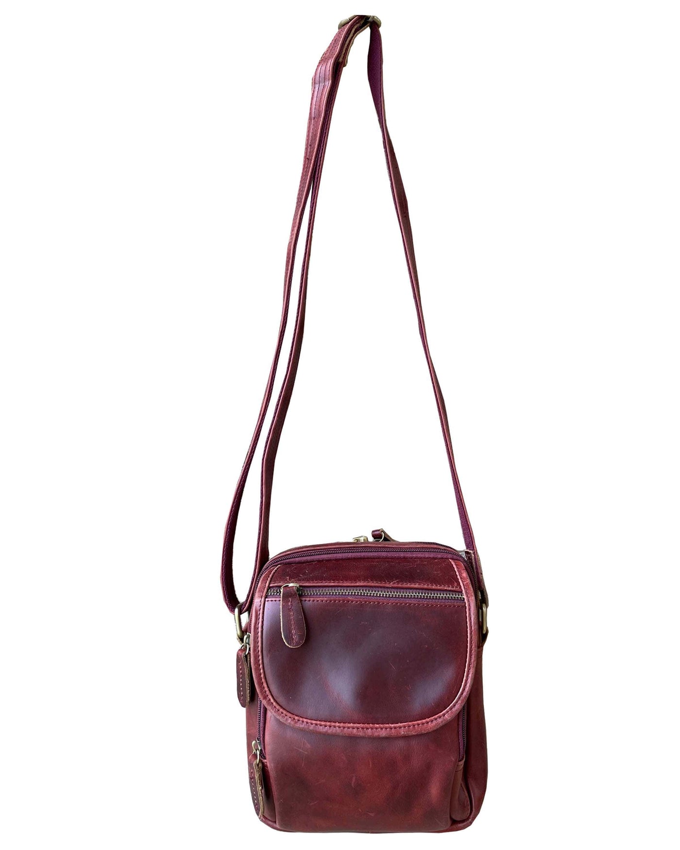 Concealed Carry Distressed Unisex Leather Crossbody Bag by Roma Leathers