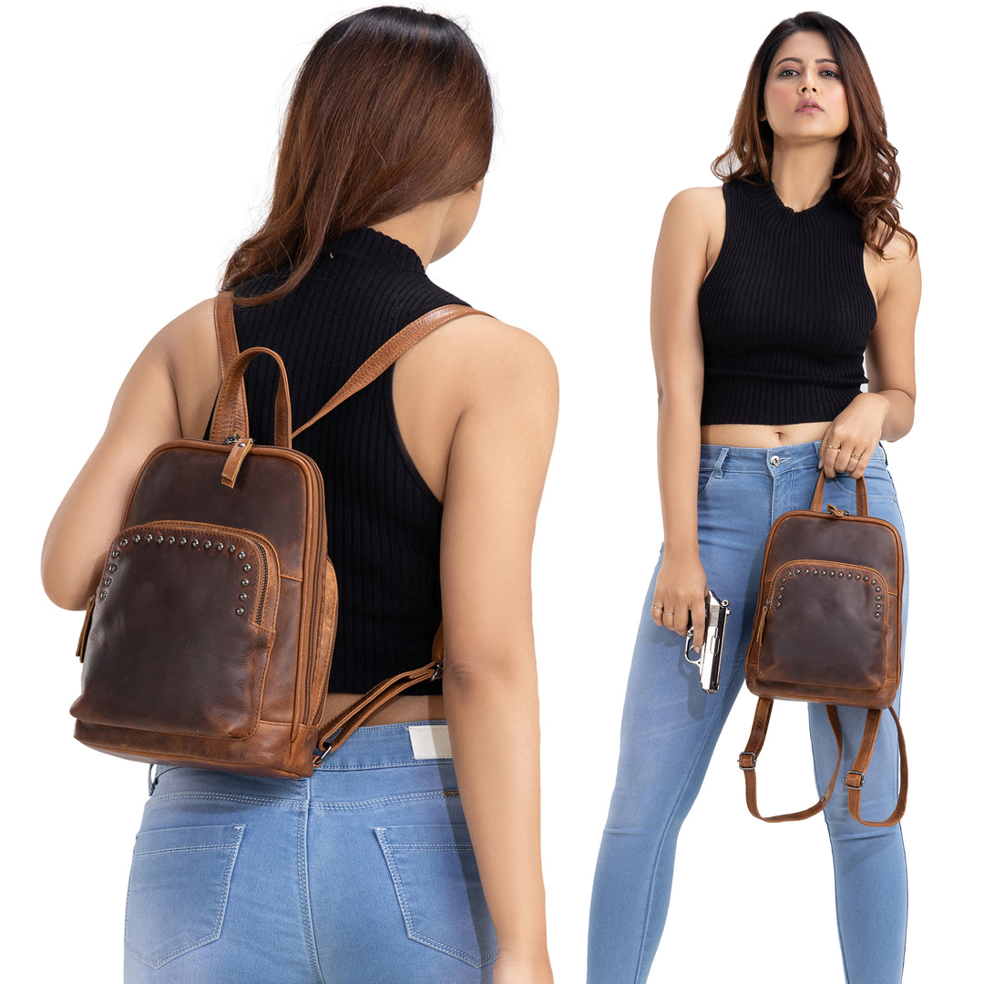Concealed Carry Abby Leather Backpack by Lady Conceal –