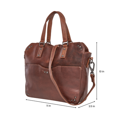Leather conceal carry Bethany satchel - Brown- YKK Locking Gun Bag - CCW Women's Purse with Universal Holster - Purse for Concealed Carry