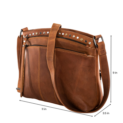Concealed Carry Brynn Arched Leather Crossbody Bag - Lady Conceal - Concealed Carry Purse - Lady Conceal - conceal and cary purse for women - tactical pistol bag -  Locking Conceal and Carry Purse with Universal Holster for Handguns
