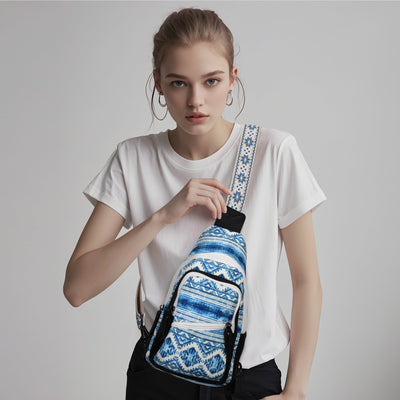 Urban concealed carry sling, Indie canvas crossbody with built-in key strap and space for EDC gear