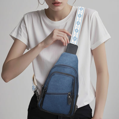 DS Conceal canvas sling, concealed carry bag with zippered pockets and leather key strap for daily gear