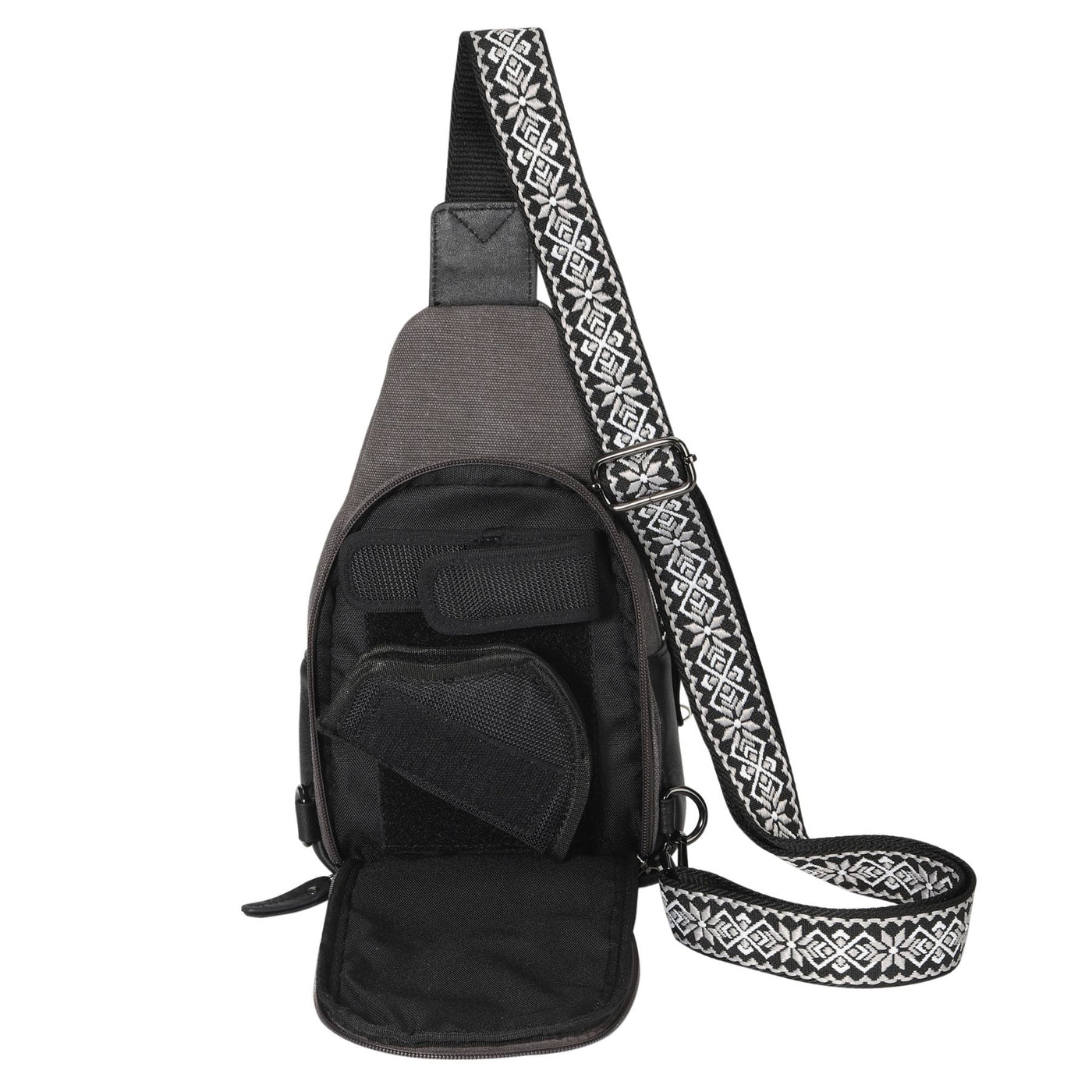 Stylish CCW canvas sling, lightweight concealed carry bag for hiking, commuting, or everyday adventures