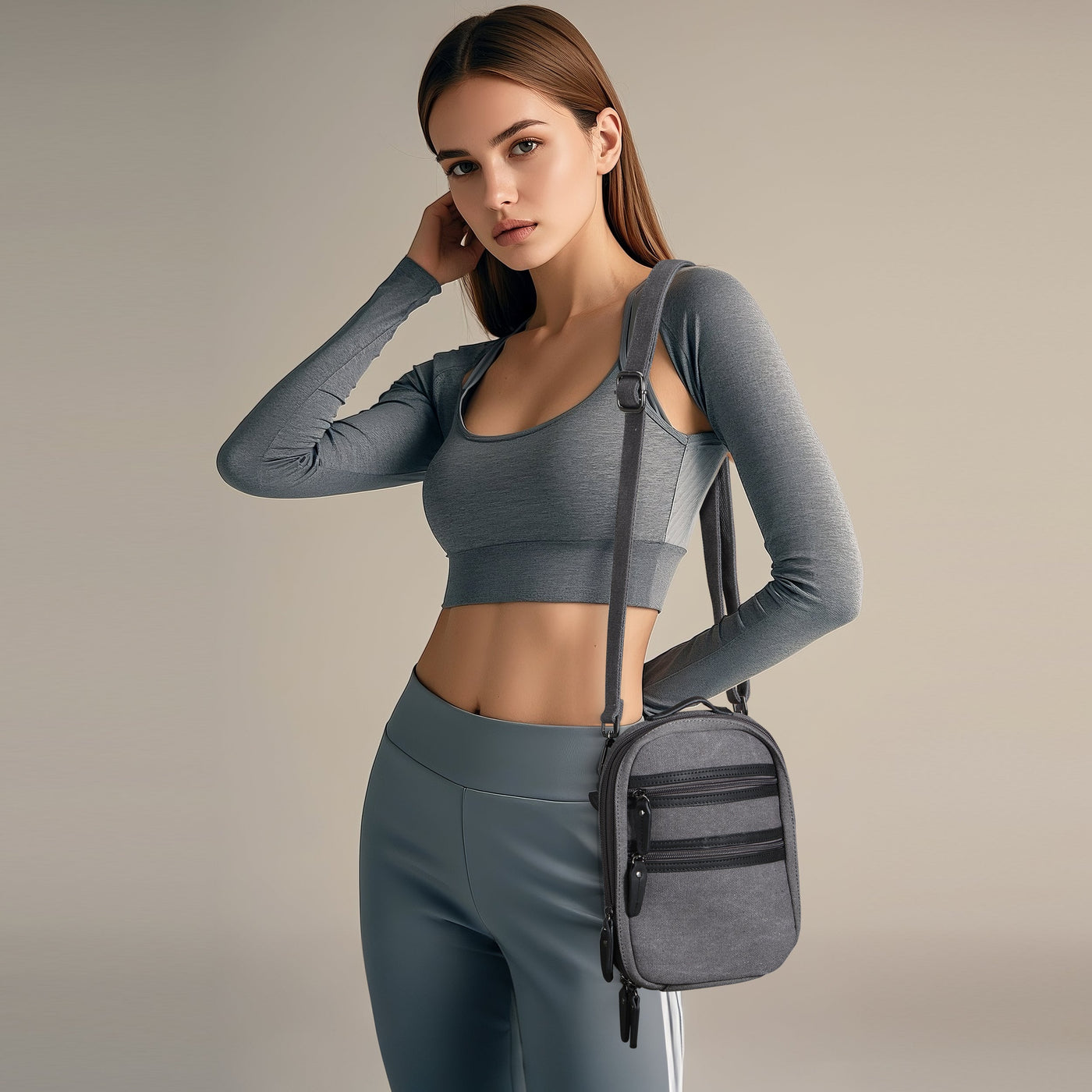 Tactical unisex Jax bag, concealed carry crossbody with secure canvas, Velcro holster