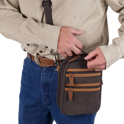 Tactical unisex Jax bag, concealed carry crossbody with secure canvas, Velcro holster