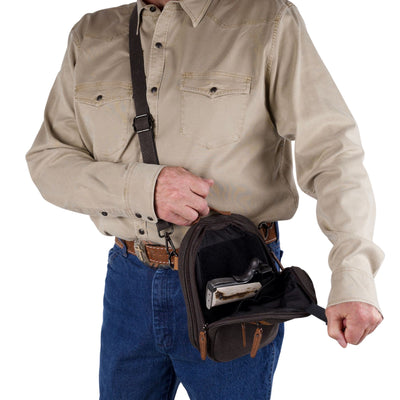 Tactical unisex Jax bag, concealed carry crossbody with secure canvas, Velcro holster
