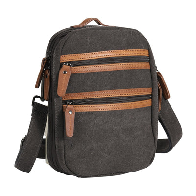 Lightweight concealed carry sling, Jax canvas crossbody with built-in mag storage and phone slot