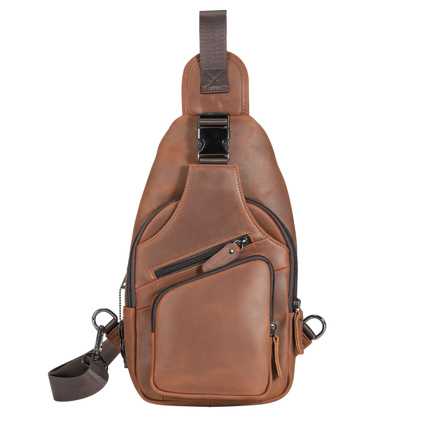 Xander concealed carry leather sling, DS Conceal crossbody bag with secure buckle and universal holster