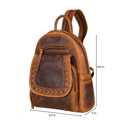 Concealed Carry RFID Daisy Leather Backpack - Locking Concealment Bag for Pistol - Outdoors Gun Bag - Women's Conceal Carry Purse for Firearm - Women Gun Users - gun carrier backpack - best gun carrying backpack- best gun carry backpack - Pistol and Firearm Bag - Western Hide Backpack - Boho Stylish Backpack for Women - Universal Holster Bag - Marley Unisex Backpack - Women's Concealed Carry Bagpack - premium leather backpack