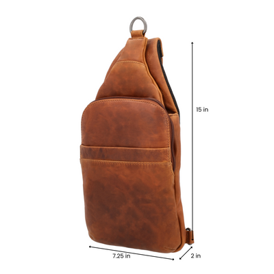Concealed Carry Unisex Dakota Leather Sling by Lady Conceal - Magnetic Firearm Bag - Fast Draw CCW bag -  Universal Holster Pistol Sling - Unisex Gun Leather Backpack - Anti-Theft Gun Bag with Locking Zippers