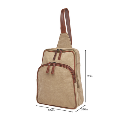 Concealed Carry Unisex Kennedy Canvas Sling Backpack with Locking Zippers YKK