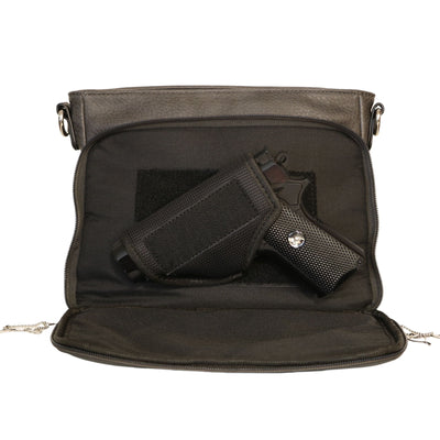 Lady Conceal Concealed Carry Purse Black Concealed Carry Stitched Skylar Crossbody Organizer