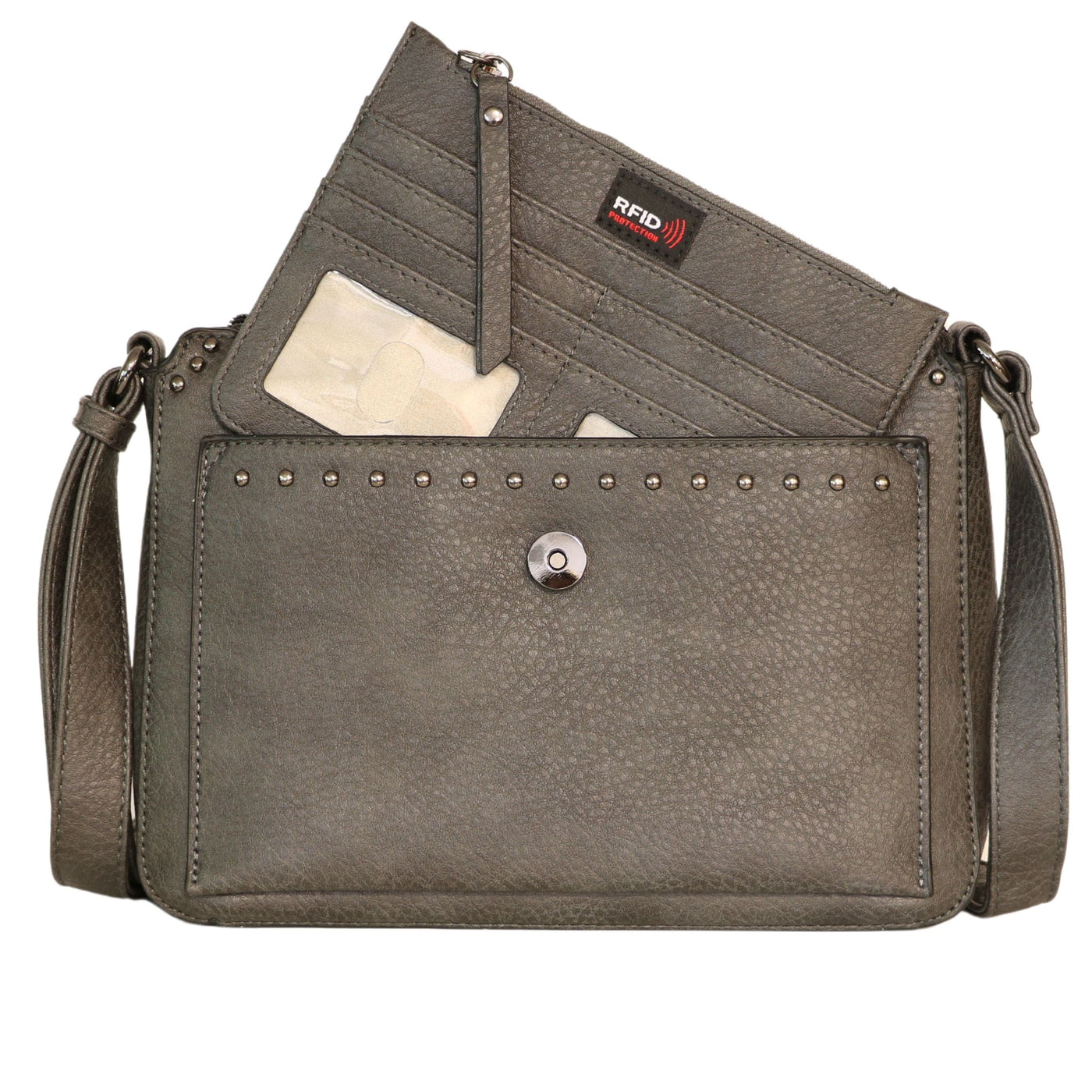 Concealed Carry Kinsley Crossbody with RFID Slim Wallet Gray