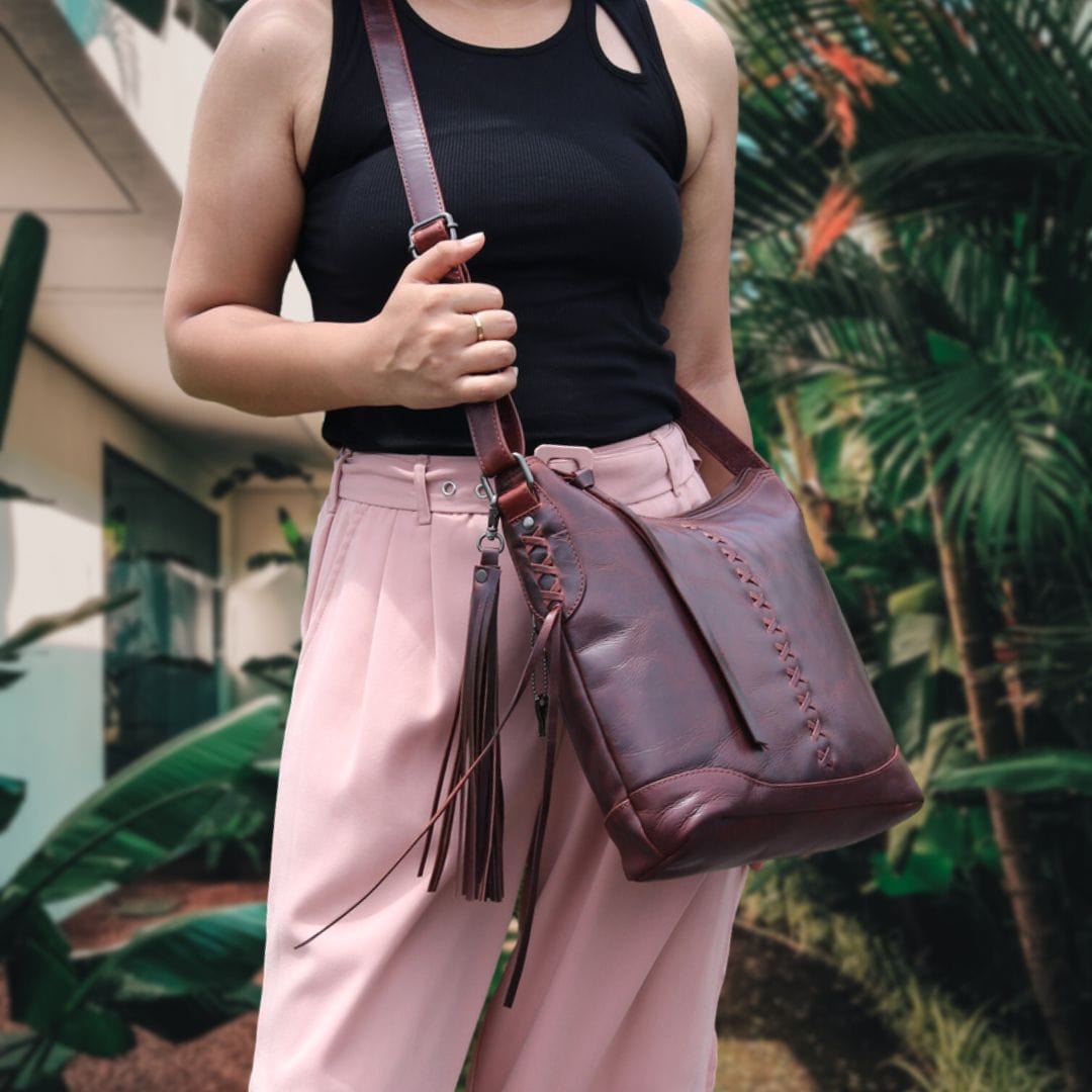 Black Leather Purse Concealed Carry Crossbody Purse for Women