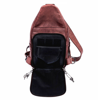 Unisex Sling Gun Leather Bag - Gun Bag for Plus Size - Universal Holster Gun Bag - bag for medium and Large Gun _ Taylor Sling Gun Backpack by Lady Conceal