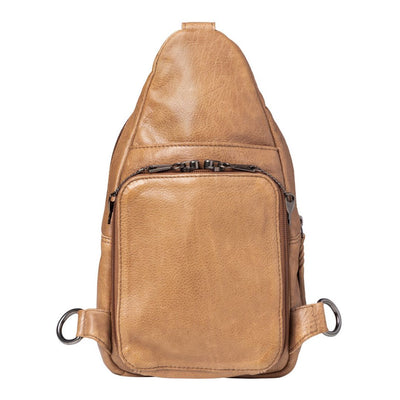 Concealed Carry Unisex Taylor Sling Leather Backpack by Lady Conceal