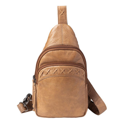 Concealed Carry Unisex Taylor Sling Leather Backpack by Lady Conceal