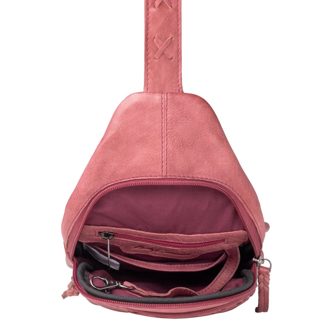 Concealed Carry Unisex Taylor Sling Leather Backpack by Lady Conceal