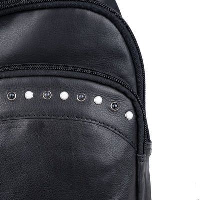 Concealed Carry Haven Sling Leather Backpack by Lady Conceal - Jeweled Leather Backpack -Universal Holster Backpack - Leather Gun Safe Bag - Ambidextrous - Tactical ED Carry Bag- CCW Purse - Womens Gun Bag - Ambidextrous Concealed Carry - Locking Gun Safe - Lady Concealed Carry 