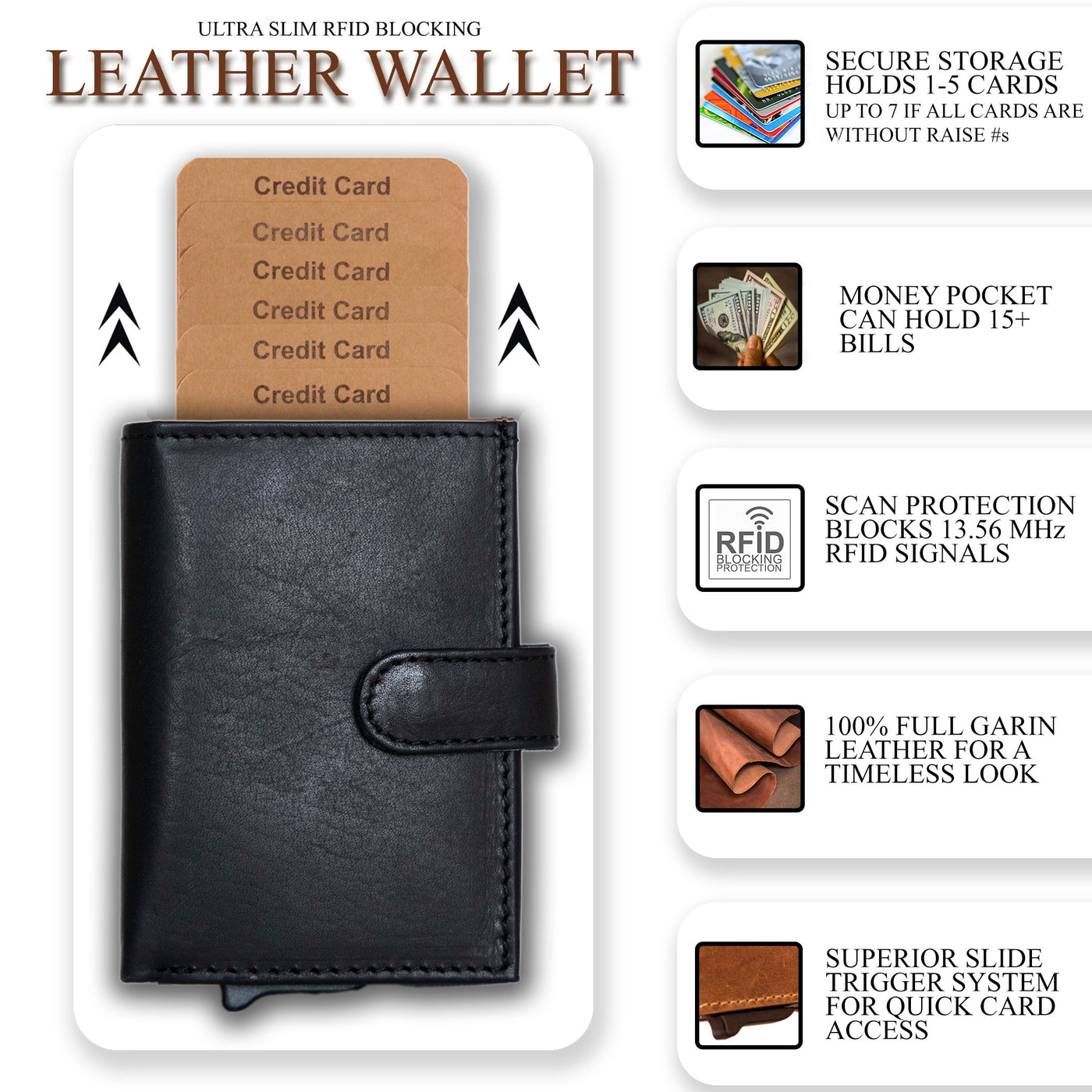 Nova RFID Compact Leather Wallet  by Lady Conceal
