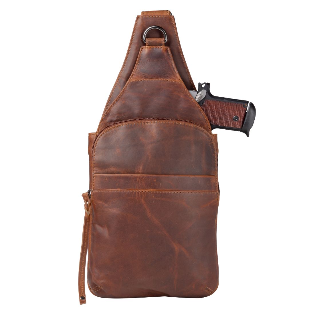 Concealed Carry Unisex Dakota Leather Sling by Lady Conceal Black