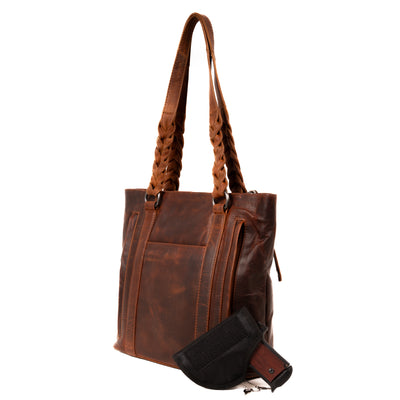 Concealed Carry Bella Leather Tote - Women's Purse for Pistol - Locking Purse with pistol slot - Leather Conceal Carry purse for Women - Concealed carry purse holster - Conceal Carry Handbag for Pistol - Handgun Bags for Women