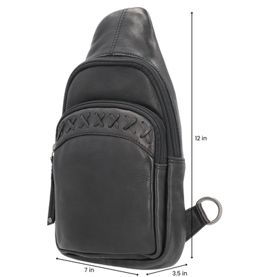 genuine Leather Conceal Carry Sling Leather gun Backpack - Lady Conceal Sling Leather Tactical Backpack for Pistol