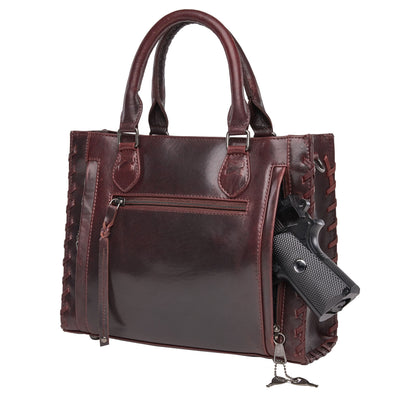 Lady Conceal Concealed Carry Purse Mahogany Concealed Carry Emma Leather Satchel Bag by Lady Conceal