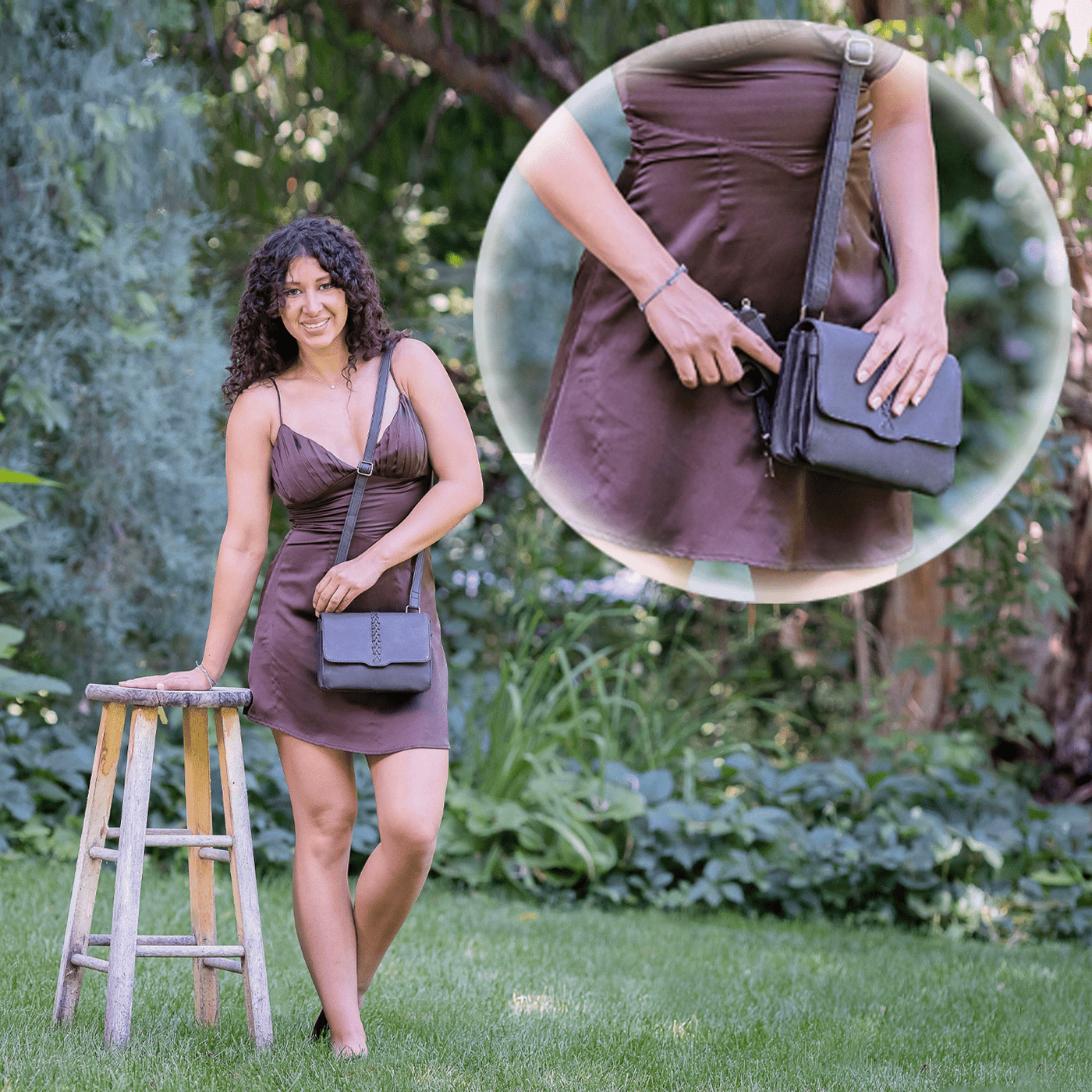 Concealed Carry Jolene Leather Crossbody Organizer Brown