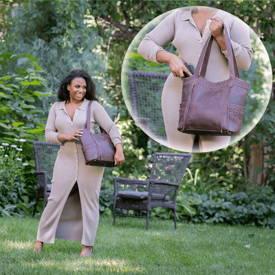 Concealed Carry Kendall Leather Tote - Lady Conceal - Concealed Carry Purse - Lady Conceal Brown