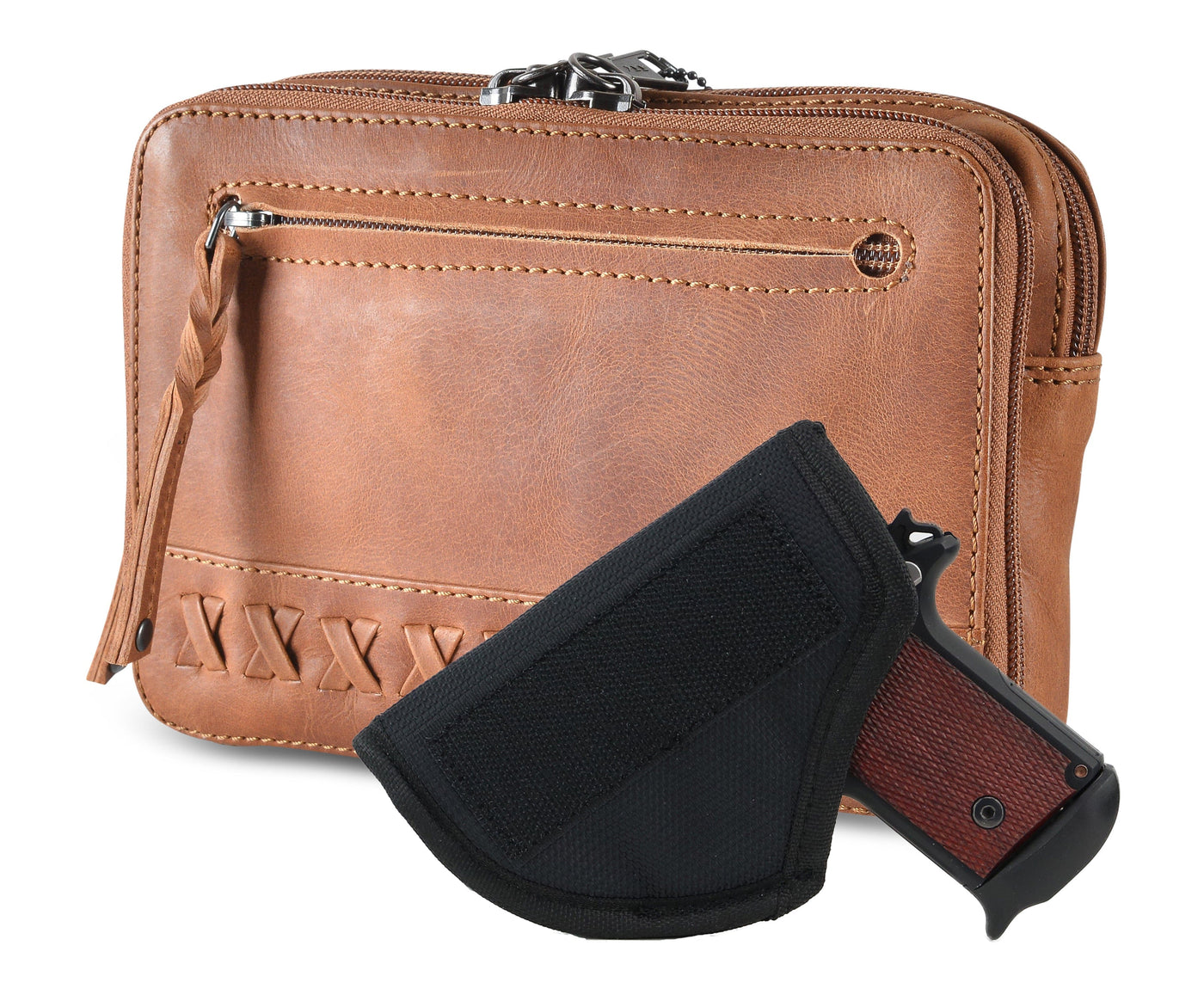 Concealed Carry Kailey Leather Purse Pack - Lady Conceal - Concealed Carry Purse - Lady Conceal Brown