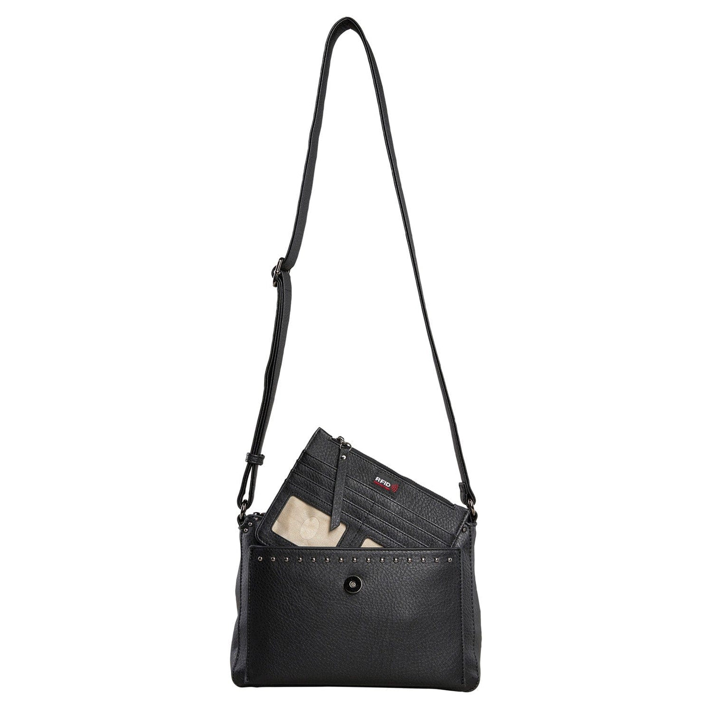 Concealed Carry Kinsley Crossbody with RFID Slim Wallet Black 