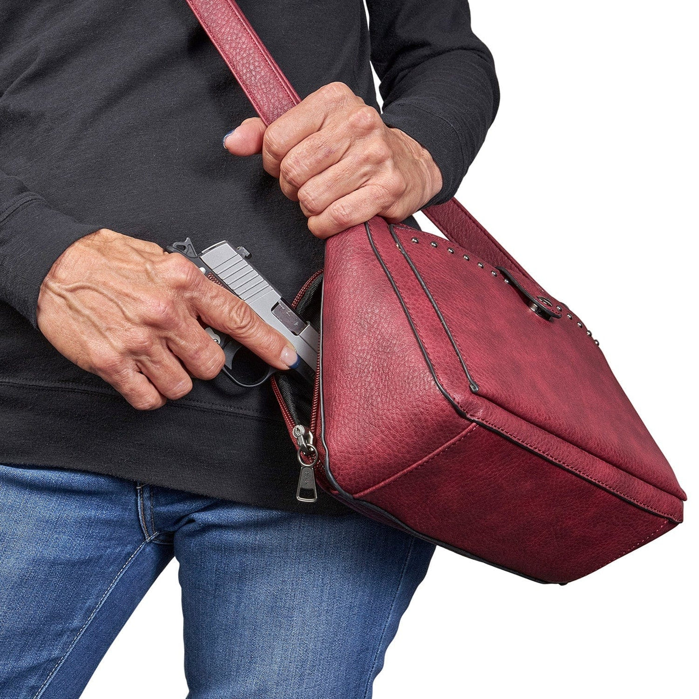 Concealed Carry Kinsley Crossbody with RFID Slim Wallet Red