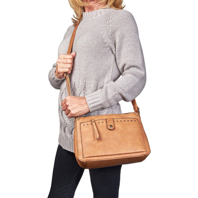 Concealed Carry Kinsley Crossbody with RFID Slim Wallet Brown