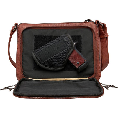 Concealed Carry Kinsley Crossbody with RFID Slim Wallet Mahogony