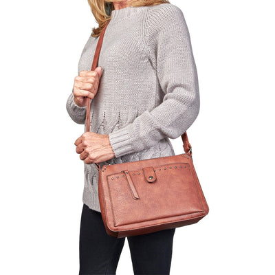 Concealed Carry Kinsley Crossbody with RFID Slim Wallet Mahogony