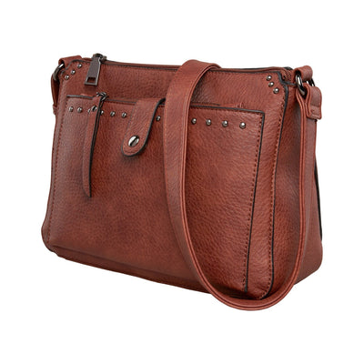 Concealed Carry Kinsley Crossbody with RFID Slim Wallet Mahogony