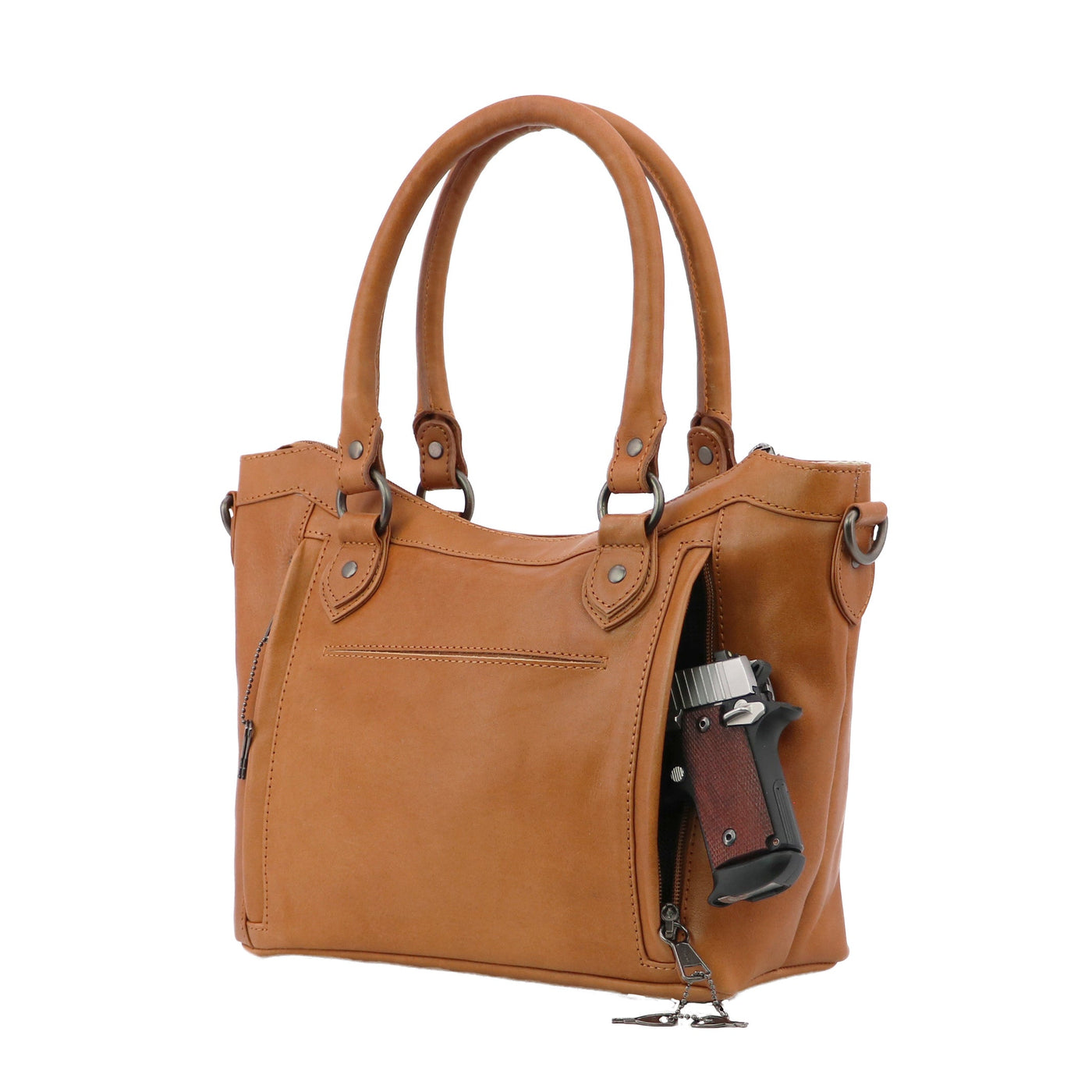 Concealed Carry Sadie Leather Satchel by Lady Conceal - Lady Conceal - designer purses - black designer purse - designer purse brands - designer backpack purse - designer purse sale - womens designer purse sale - designer purses black friday sale - black and white designer purse - black crossbody purse designer - black owned purse designers - woman designer purse - designer purses for women