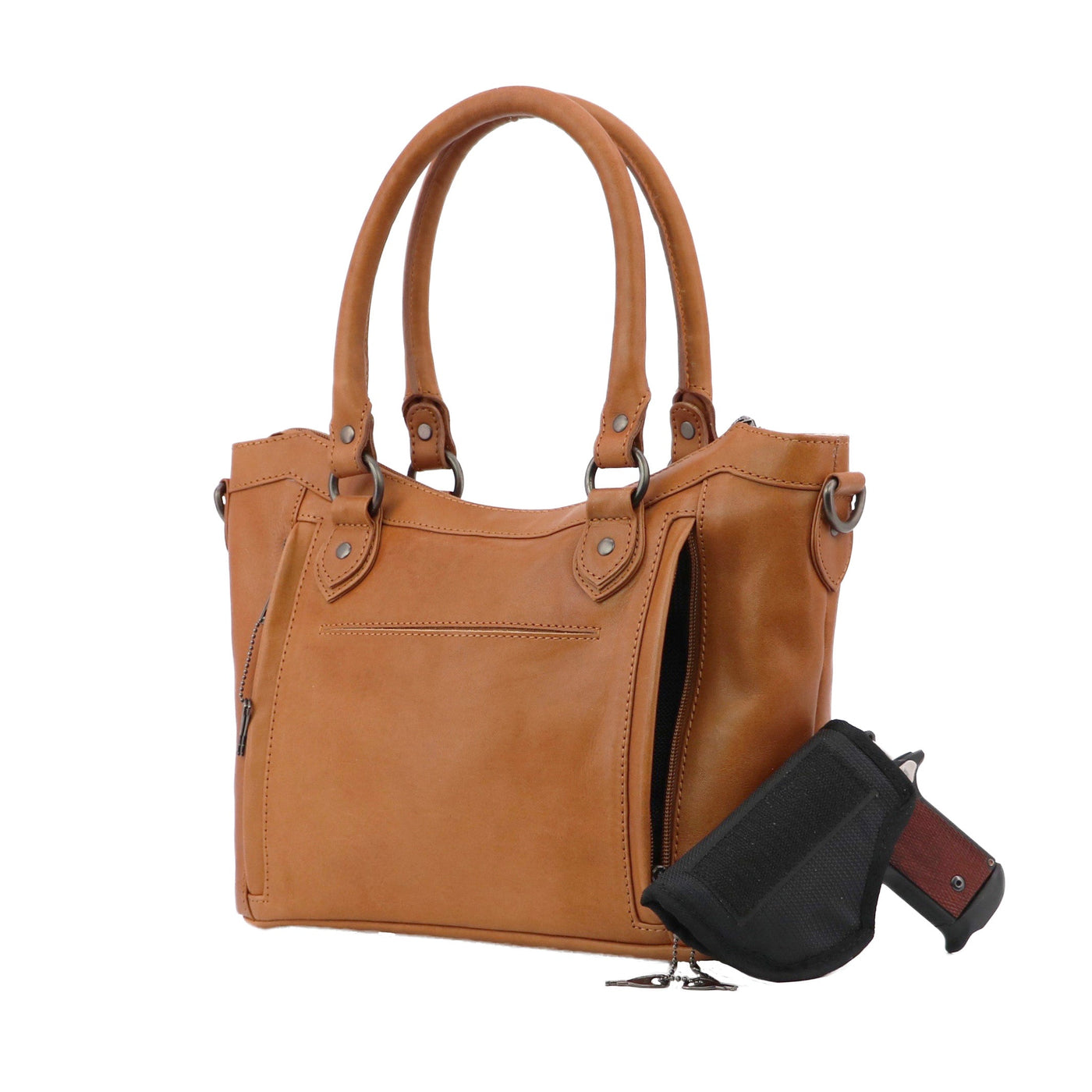 Concealed Carry Sadie Leather Satchel by Lady Conceal - Lady Conceal - designer purses - black designer purse - designer purse brands - designer backpack purse - designer purse sale - womens designer purse sale - designer purses black friday sale - black and white designer purse - black crossbody purse designer - black owned purse designers - woman designer purse - designer purses for women